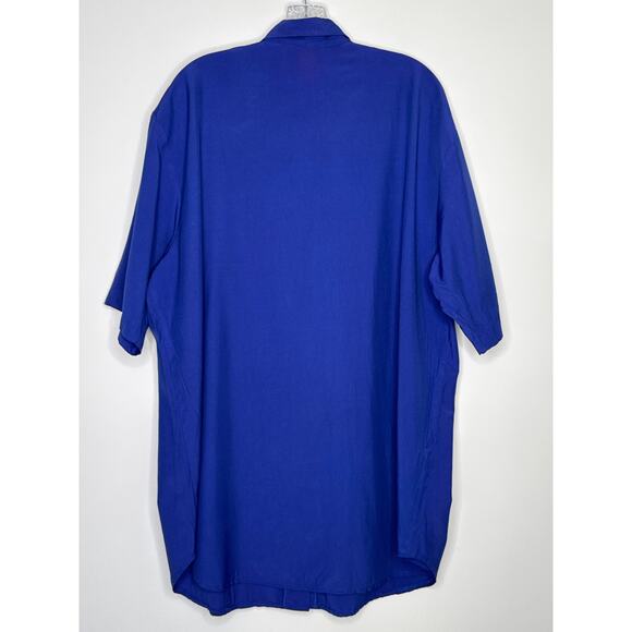 Vintage Gina Royal Blue Cameo Blouse / dress Pearl & Gold Chain Accents Medium - Picture 10 of 16